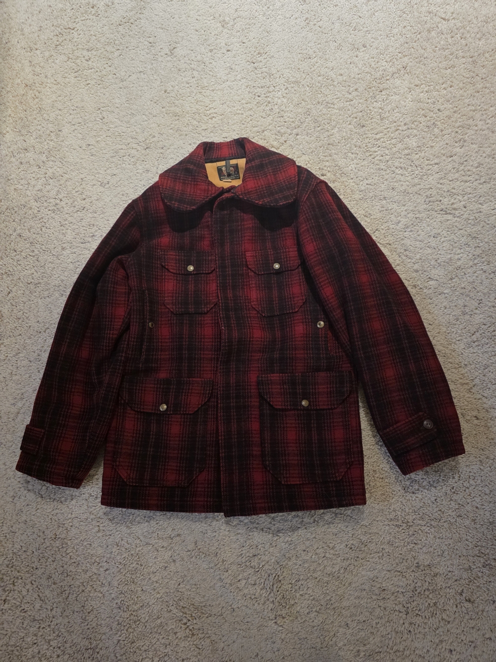 Woolrich Red and Black Plaid Wool Field Jacket